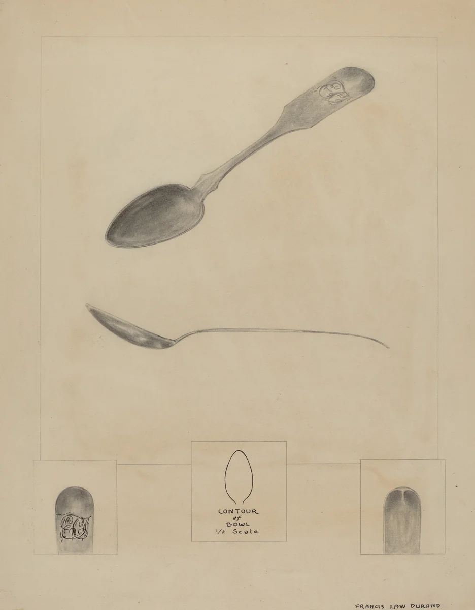 Silver Teaspoon by Francis Law Durand, index of american design, 1935-1942