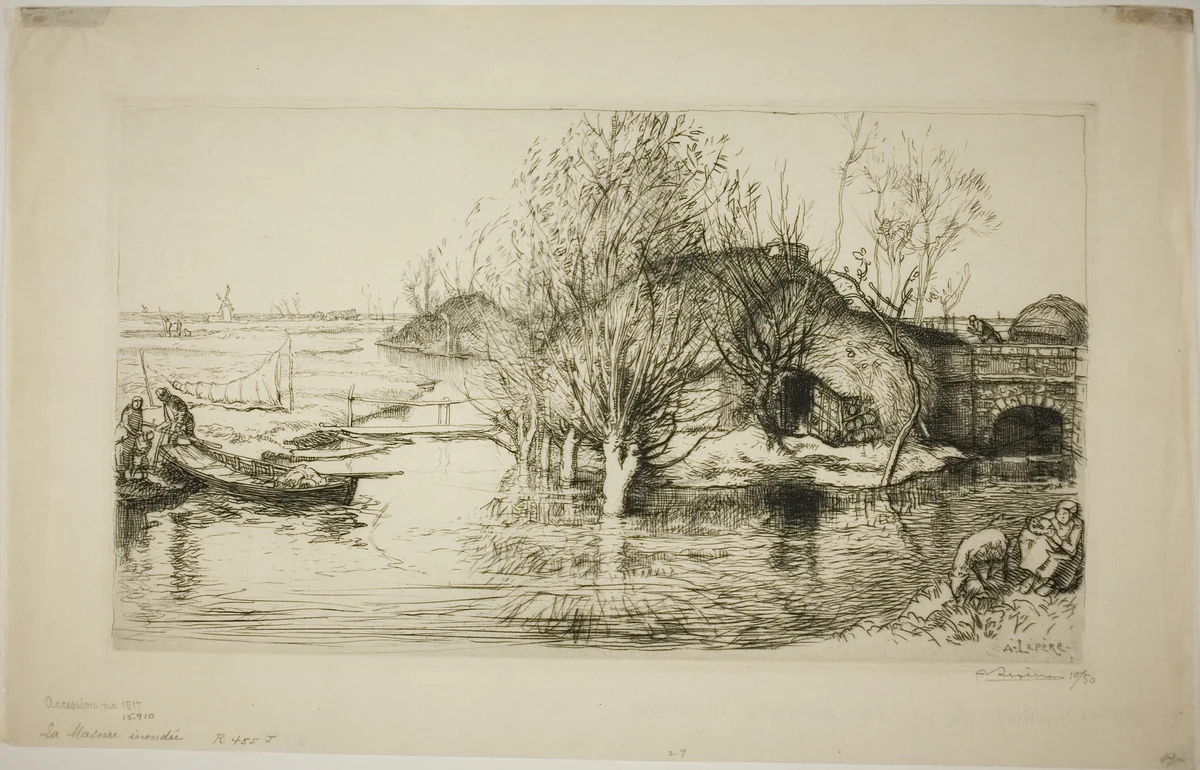 The Flooded Hovel by Louis Auguste Lepère, print, 1910