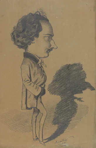 Caricature of a Standing Man by Hippolyte Mailly, drawing, 1857