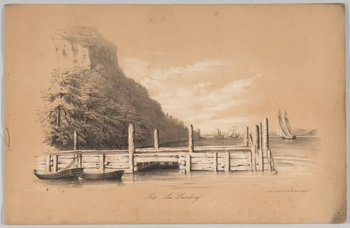 Fort Lee Landing, in: The New York Drawing Book, Containing a Series of Original Designs and Sketches of American Scenery, No. 2 by Frances Flora Bond Palmer, book, 1847