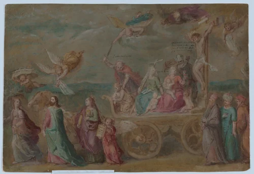 The Triumph of the Word of God, from "Triumph of the Catholic Church" (oil sketch for a painting of the same subject) by Otto van Veen, drawing, 1610-1620