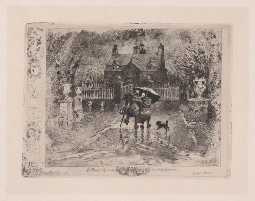 The Country Neighbors (Les Voisins de Campagne) by Félix Hilaire Buhot, print, 1860-1898