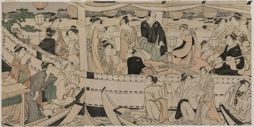 Boating Party on the Sumida River by Torii Kiyonaga (鳥居清長), print, 1789