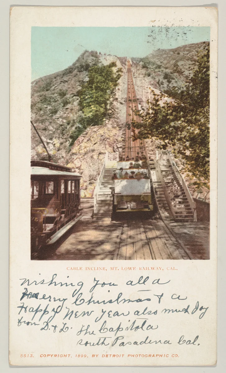 Cable Incline, Mt. Lowe Railway, California, No. 5513 by Detroit Publishing Company, print, 1899