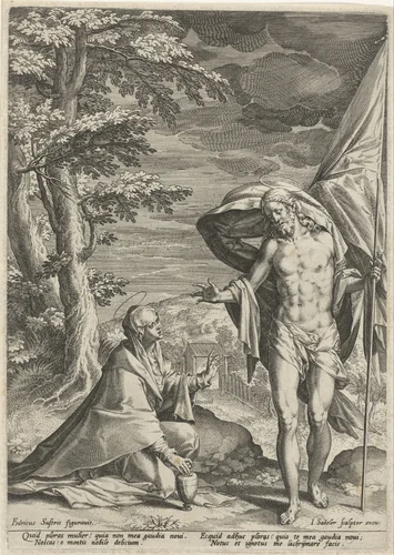Christus verschijnt aan Maria Magdalena by Unknown, print, 1560-1600