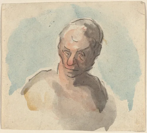 Head of a Man by Honoré Daumier, drawing, 1808-1879