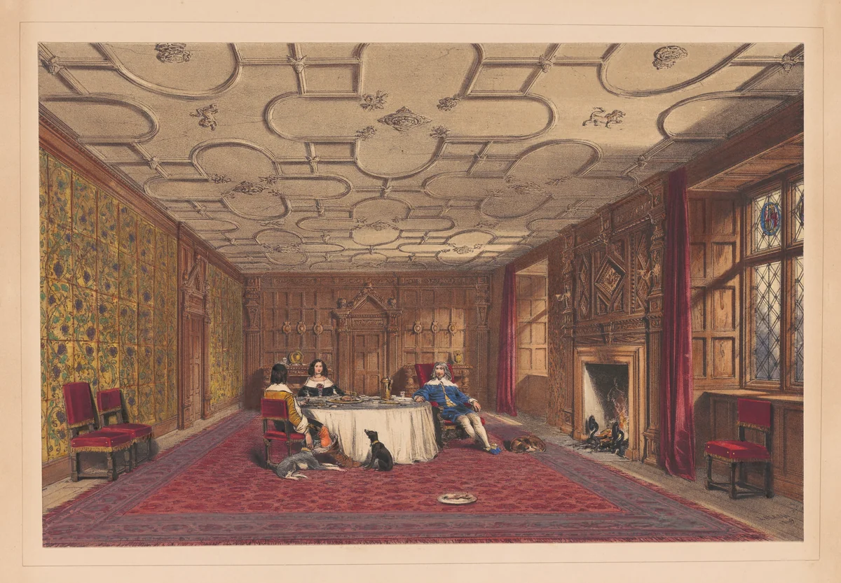 The Dining Room, Levens, Westmorland by Joseph Nash, print, 1849