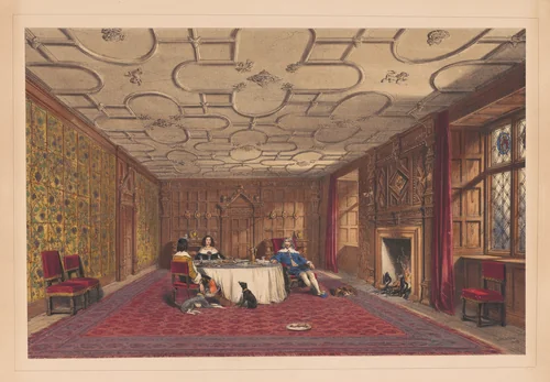 The Dining Room, Levens, Westmorland by Joseph Nash, print, 1849