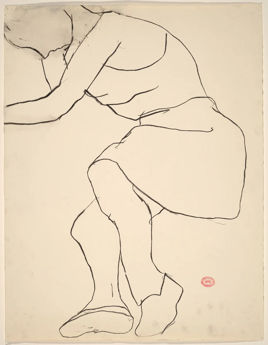 Untitled [model in sleeveless dress and shoes] by Richard Diebenkorn, drawing, 1955-1967