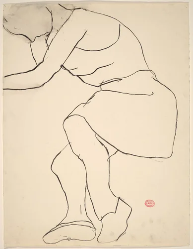 Untitled [model in sleeveless dress and shoes] by Richard Diebenkorn, drawing, 1955-1967