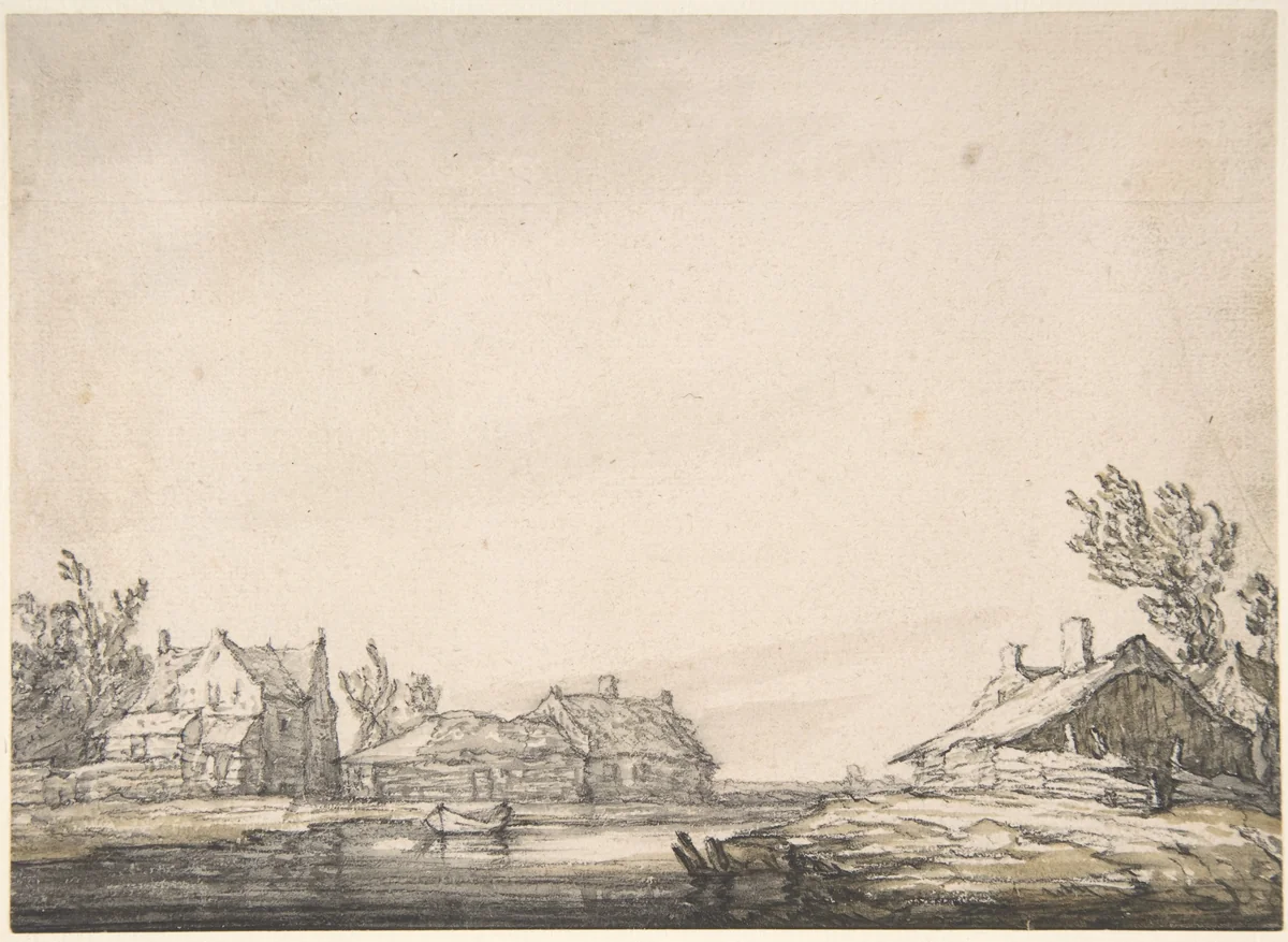 Landscape by Aelbert Cuyp, drawing, 1600-1700