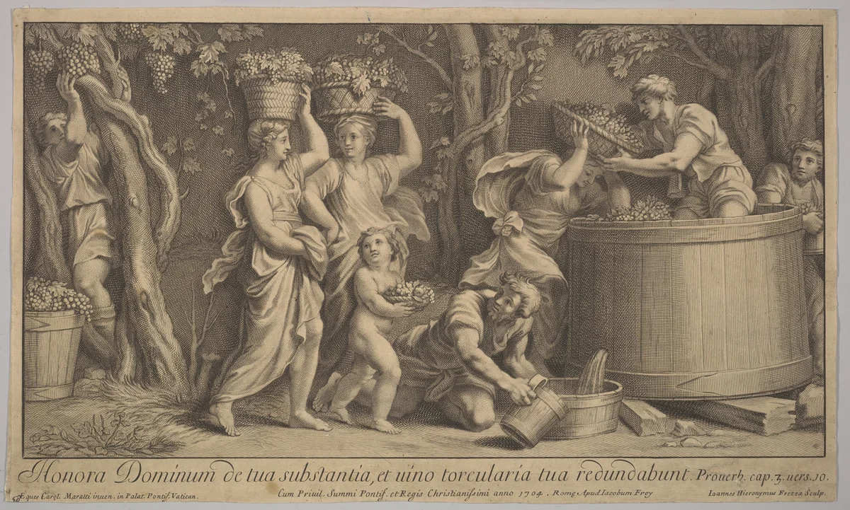 Vintage scene by Giovanni Girolamo Frezza, print, 1704