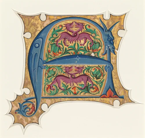 Initial A by Master of the Cypresses, drawing, 1430-1440