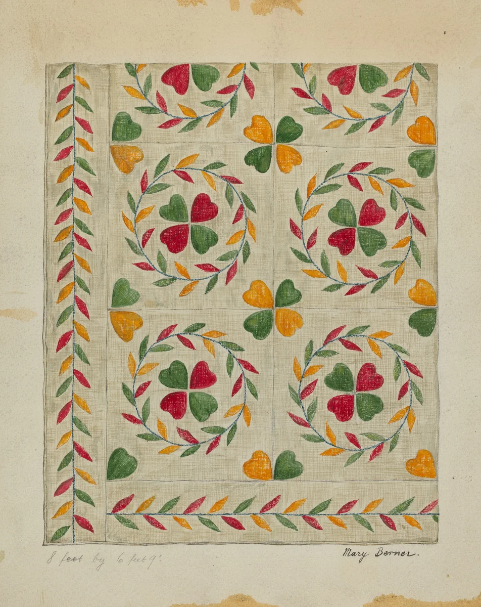 Quilt (Applique) by Mary Berner, index of american design, 1936