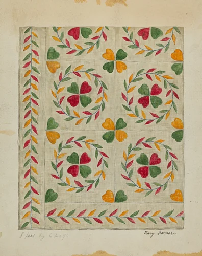 Quilt (Applique) by Mary Berner, index of american design, 1936