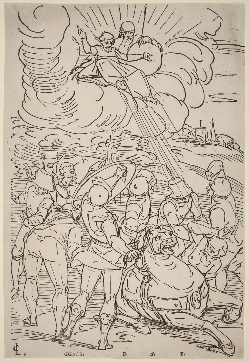 The Conversion of Saint Paul by Luca Cambiaso, print, 1595-1605