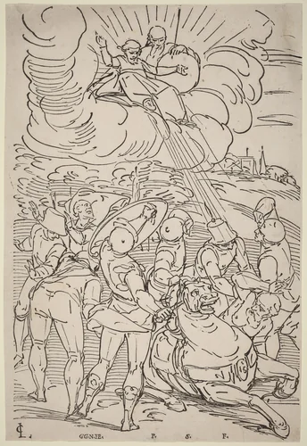 The Conversion of Saint Paul by Luca Cambiaso, print, 1595-1605
