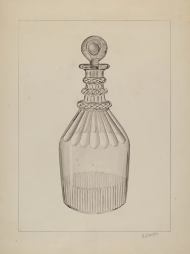 Clear Glass Decanter by Raymond Manupelli, index of american design, 1937