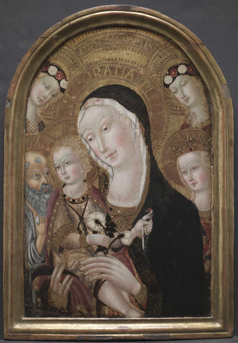 Virgin and Child with Saint Jerome and Saint Catherine of Alexandria by Carolino da Viterbo, painting, 1445-1455