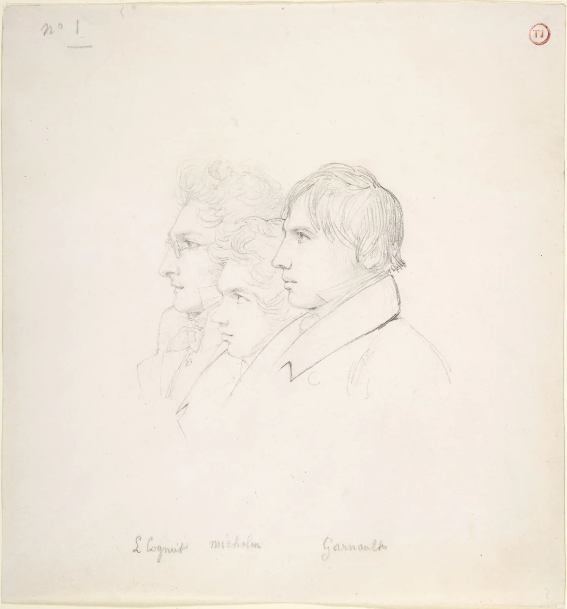 The Prix de Rome Winners of 1817: Léon Cogniet, Achille Michallon and Antoine Garnaud by Léon Cogniet, drawing, 1817