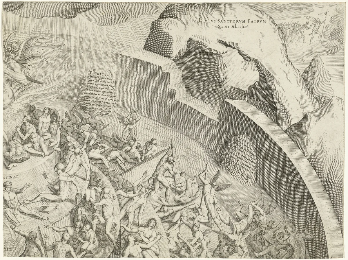 Hel en vagevuur (deel rechtsboven) by Jacques Callot, print, 1612