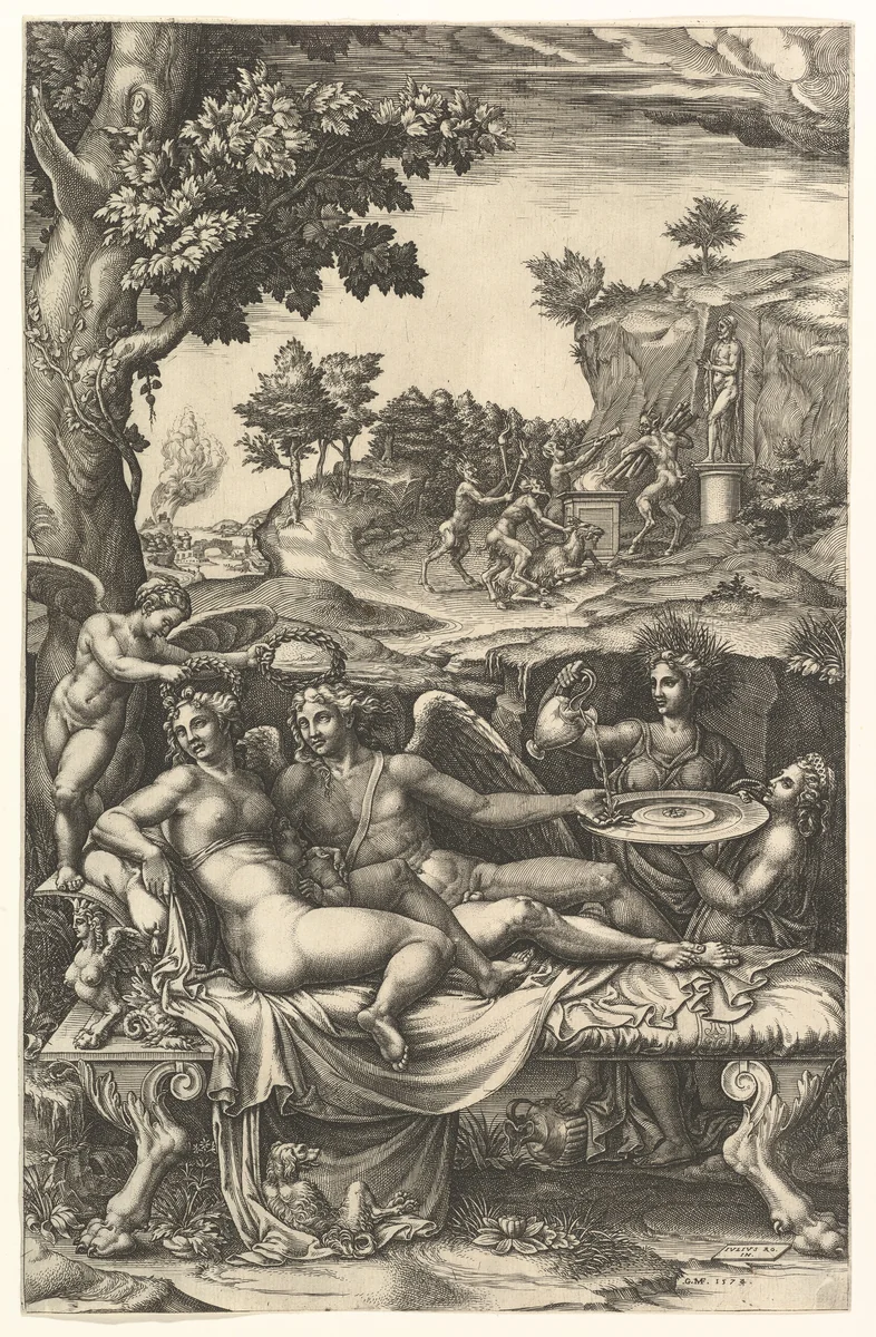 Cupid and Psyche by Giorgio Ghisi, print, 1573-1574
