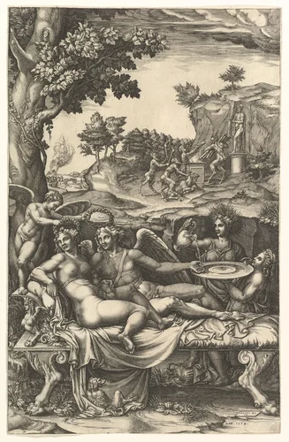 Cupid and Psyche by Giorgio Ghisi, print, 1573-1574