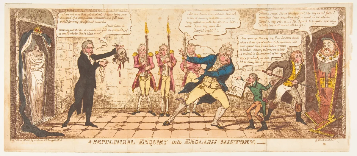 A Sepulchral Enquiry into English History by George Cruikshank, print, 1813