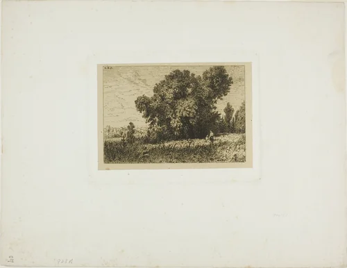 Isle of Aligre Landscape, with Two Women by Charles-Émile Jacque, print, 1844