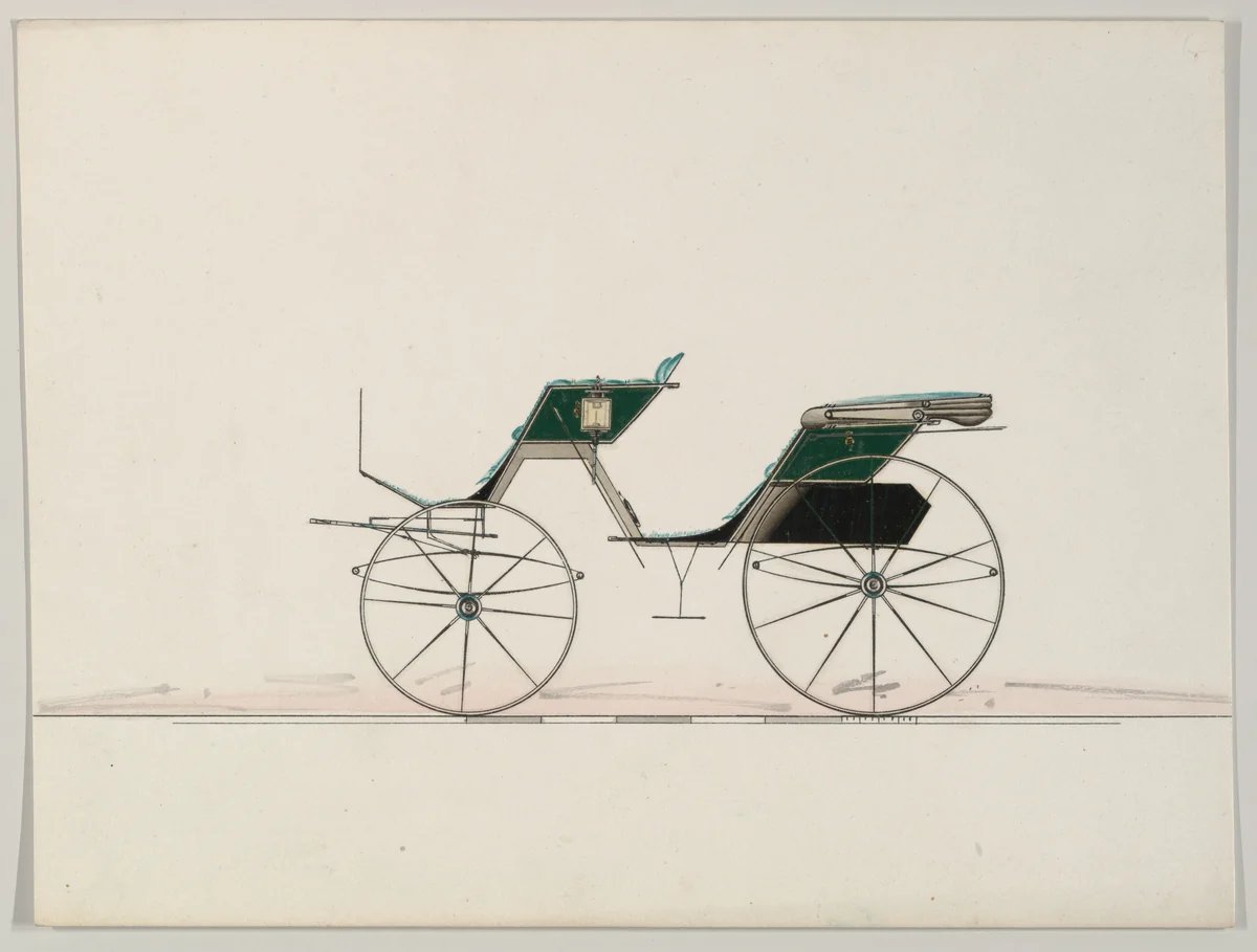 Design for Phaeton (unnumbered) by Brewster & Co., drawing, 1865-1875