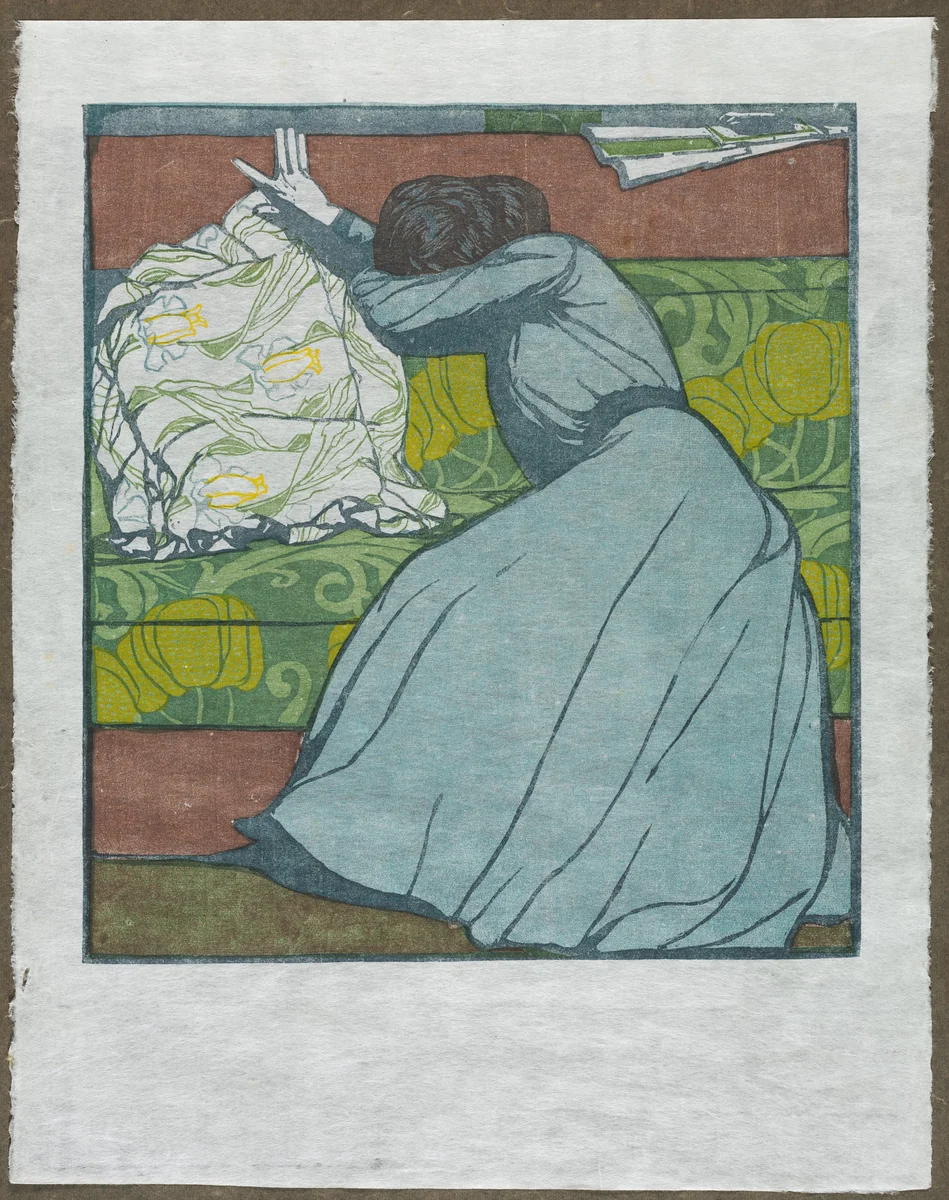 The Cushion (Martha Kurzweil Seated on a Divan) by Max Kurzweil, print, 1903
