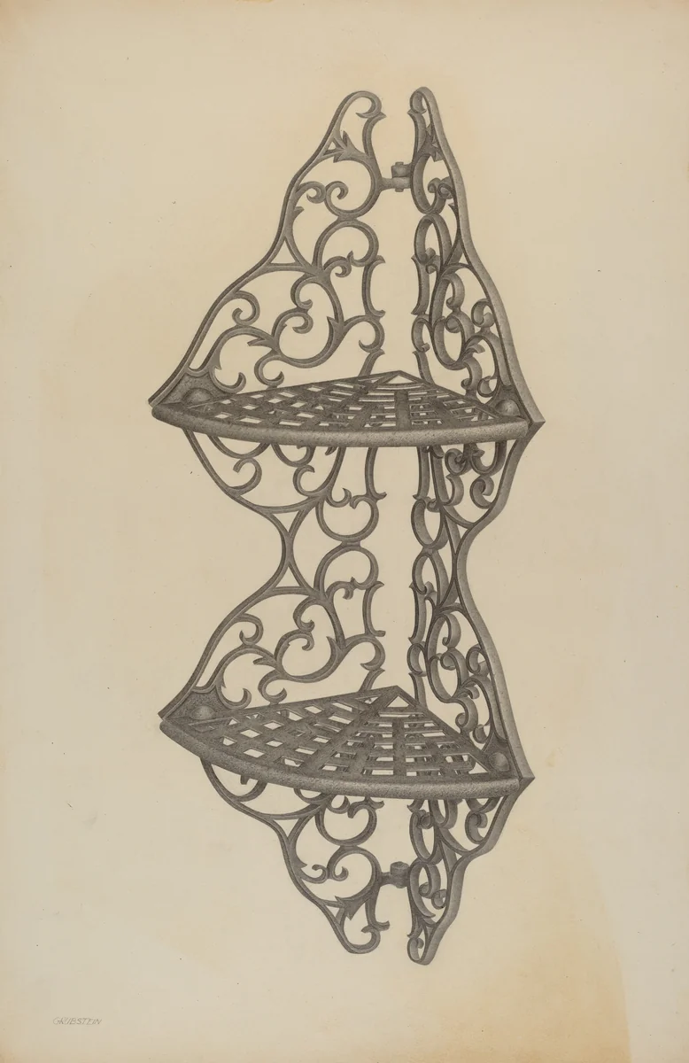 Corner Shelf Bracket by Milton Grubstein, index of american design, 1940