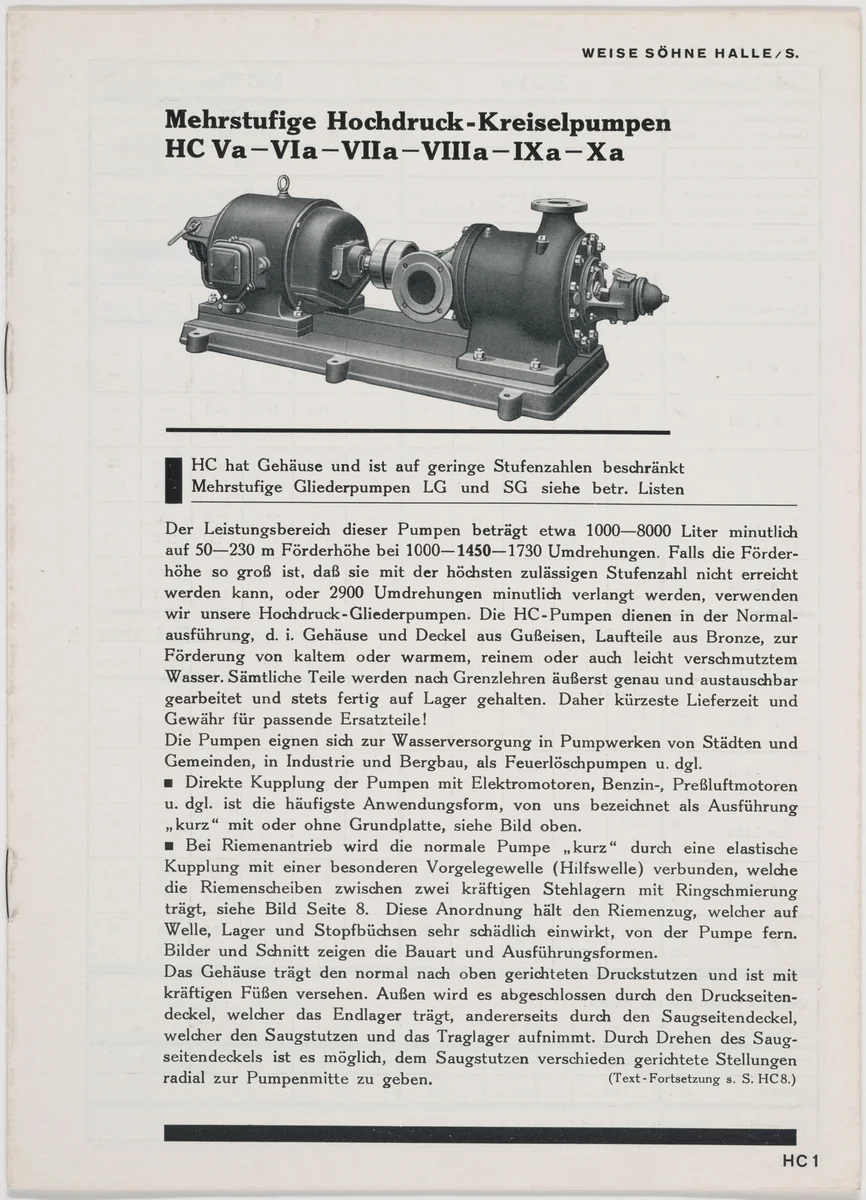 Mehrstufige Hochdruck-Krieselpumpen by Kurt Schwitters, design, 1927