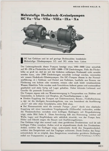 Mehrstufige Hochdruck-Krieselpumpen by Kurt Schwitters, design, 1927