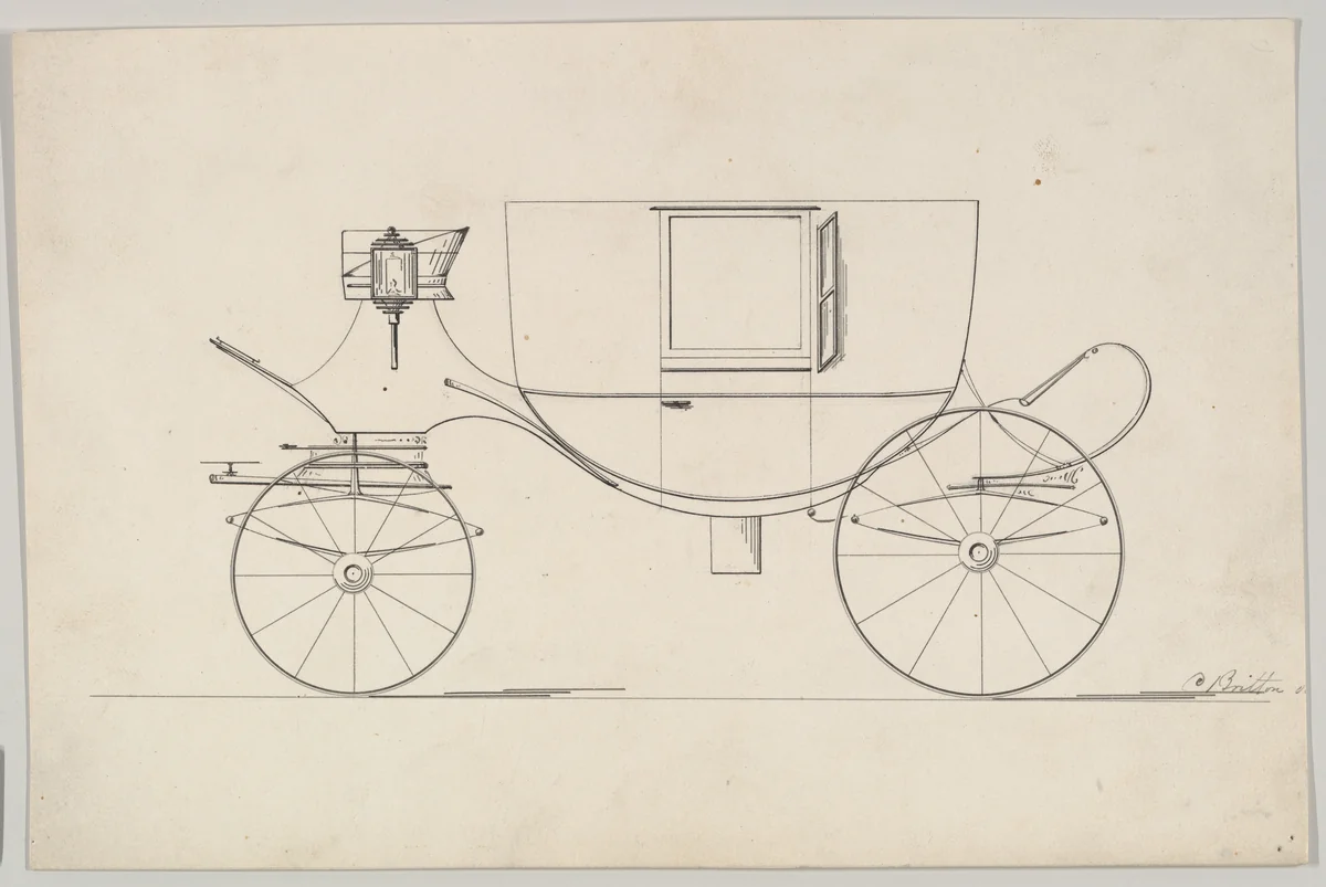 Coach (unnumbered) by Brewster & Co., drawing, 1865-1875