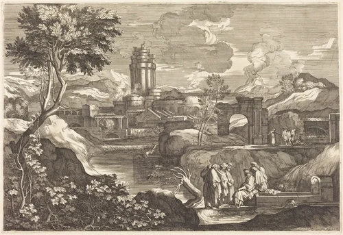 Jesus Telling the Parable of the Father who Sends his Workers to his Vineyard by Sébastien Bourdon, print, 1616-1671