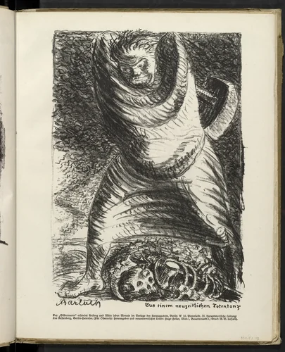 From a Modern Dance of Death (Aus einem neuzeitlichen Totentanz) (plate, folio 23) from the periodical Der Bildermann, vol. 1, no. 11 (Sept 1916) by Ernst Barlach, periodical, 1916