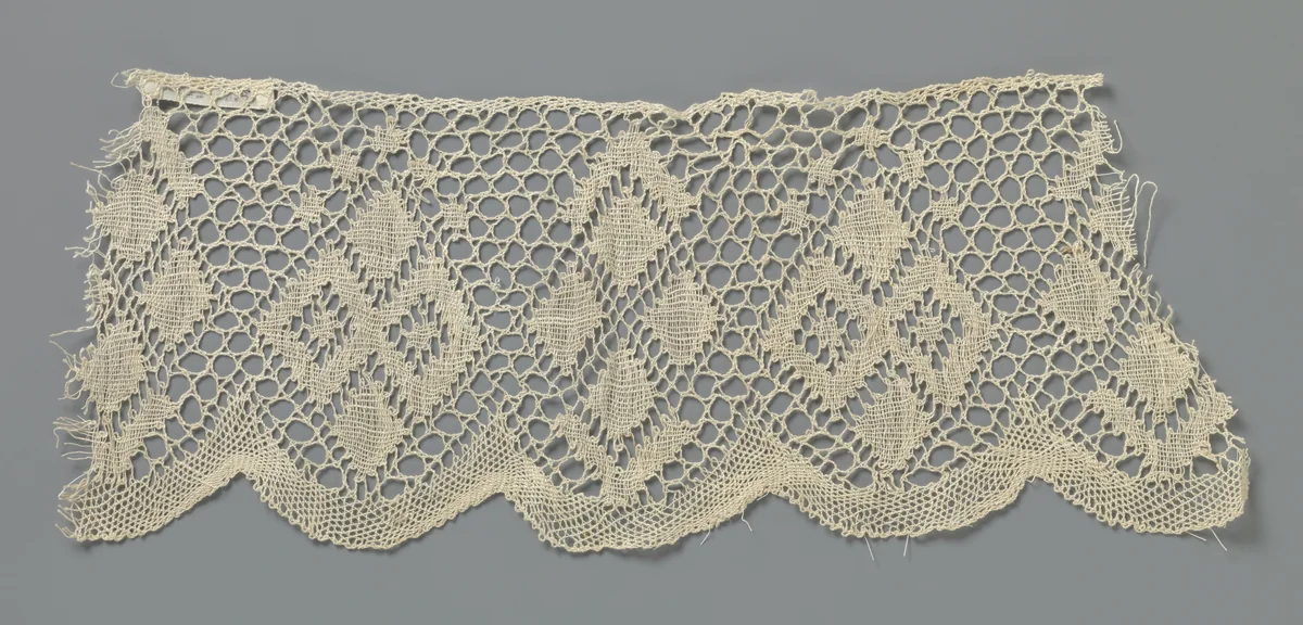 Strook kloskant met twee afwisselende ruitvormige composities by anonymous, other, 1850-1899