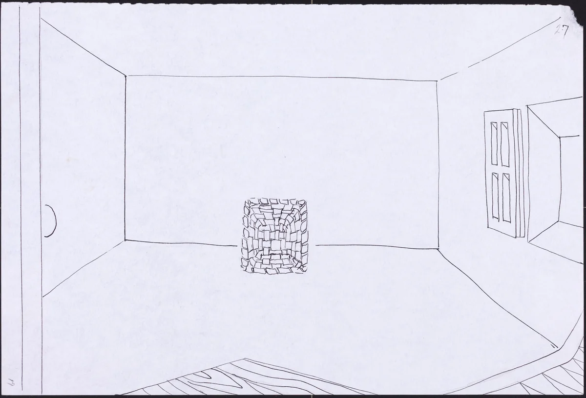 Basket, Table, Door, Window, Mirror, Rug #21 by Richard Artschwager, drawing, 1974