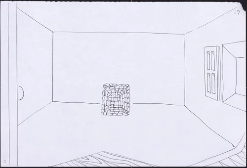 Basket, Table, Door, Window, Mirror, Rug #21 by Richard Artschwager, drawing, 1974