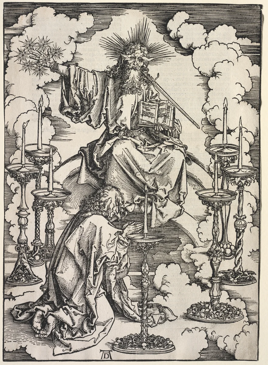 Revelation of St. John: St. John Beholding the Seven Candlesticks by Albrecht Dürer, print, 1511