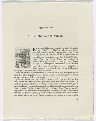 Frédéric Mistral: Mémoires et Recits by Frédéric Mistral: woman and man on horse (page 65) by Auguste Brouet, other, 1937