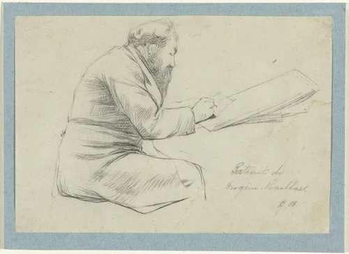 Portret van Diogène Maillart aan het werk by Albert Bettannier, drawing, 1860-1900