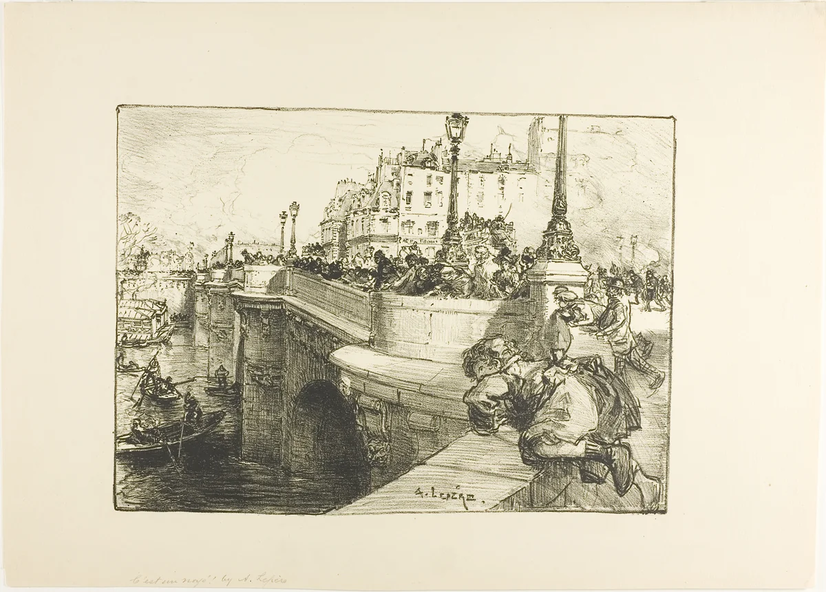 There's a Floating Corpse by Louis Auguste Lepère, print, 1892