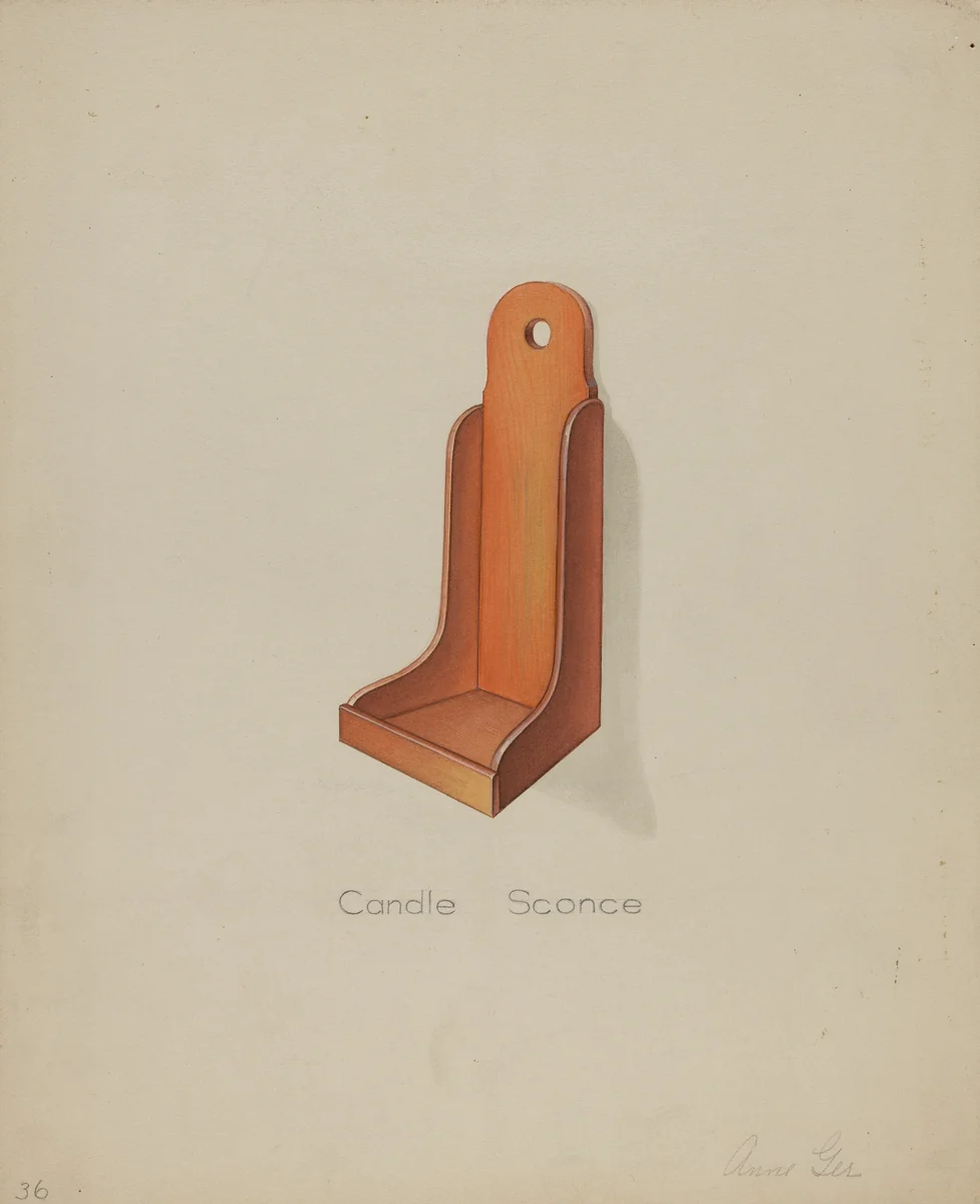 Shaker Candle Sconce by Anne Ger, index of american design, 1935-1942