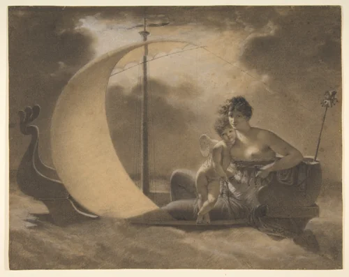 La Folie l'égare (Folly Adrift) by Jean-Baptiste Mallet, drawing, 1810-1820