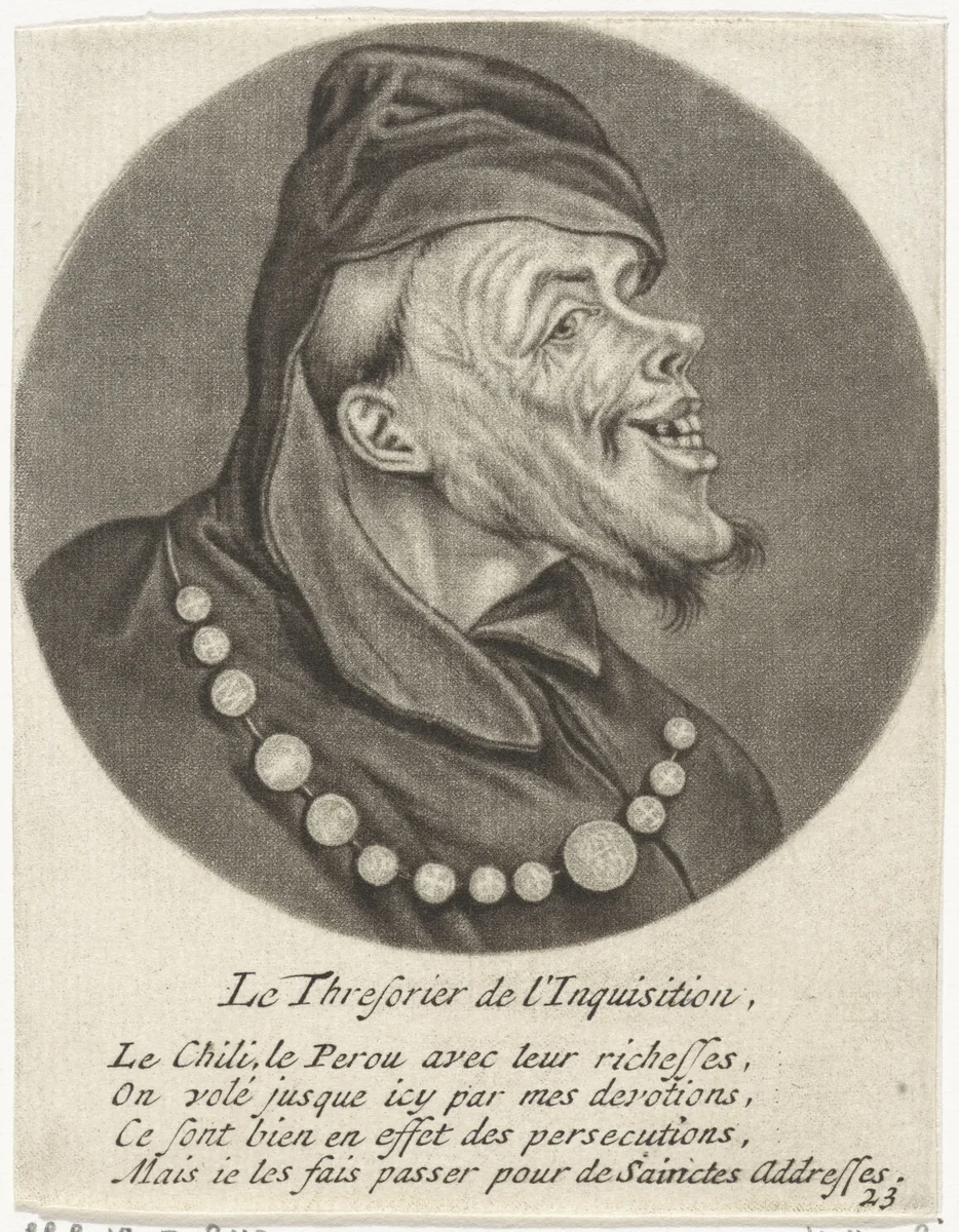 Monnik met munten by Jacob Gole, print, 1670-1724