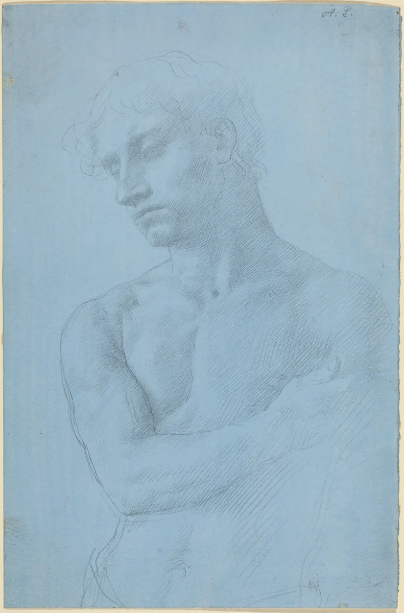 Bust of Nude Man by Alphonse Legros, drawing, 1837-1911