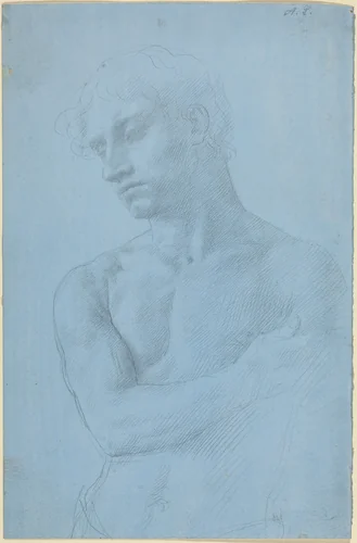Bust of Nude Man by Alphonse Legros, drawing, 1837-1911