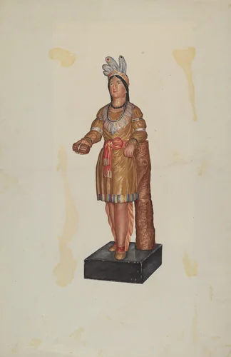 Cigar Store Indian by Flora Merchant, index of american design, 1935-1942
